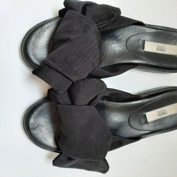 MIISTA London Valerie Sandal Bow Black Sz 36 / US 5.5 - Picture 12 of 13